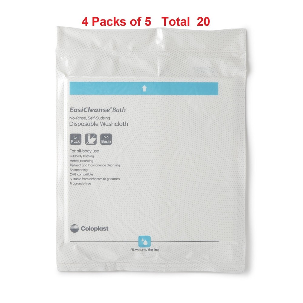 20 Ct, No-Rins Bedside-Care EasiCleanse Rinse-Free Bath Wipe Soft Pack Unscented