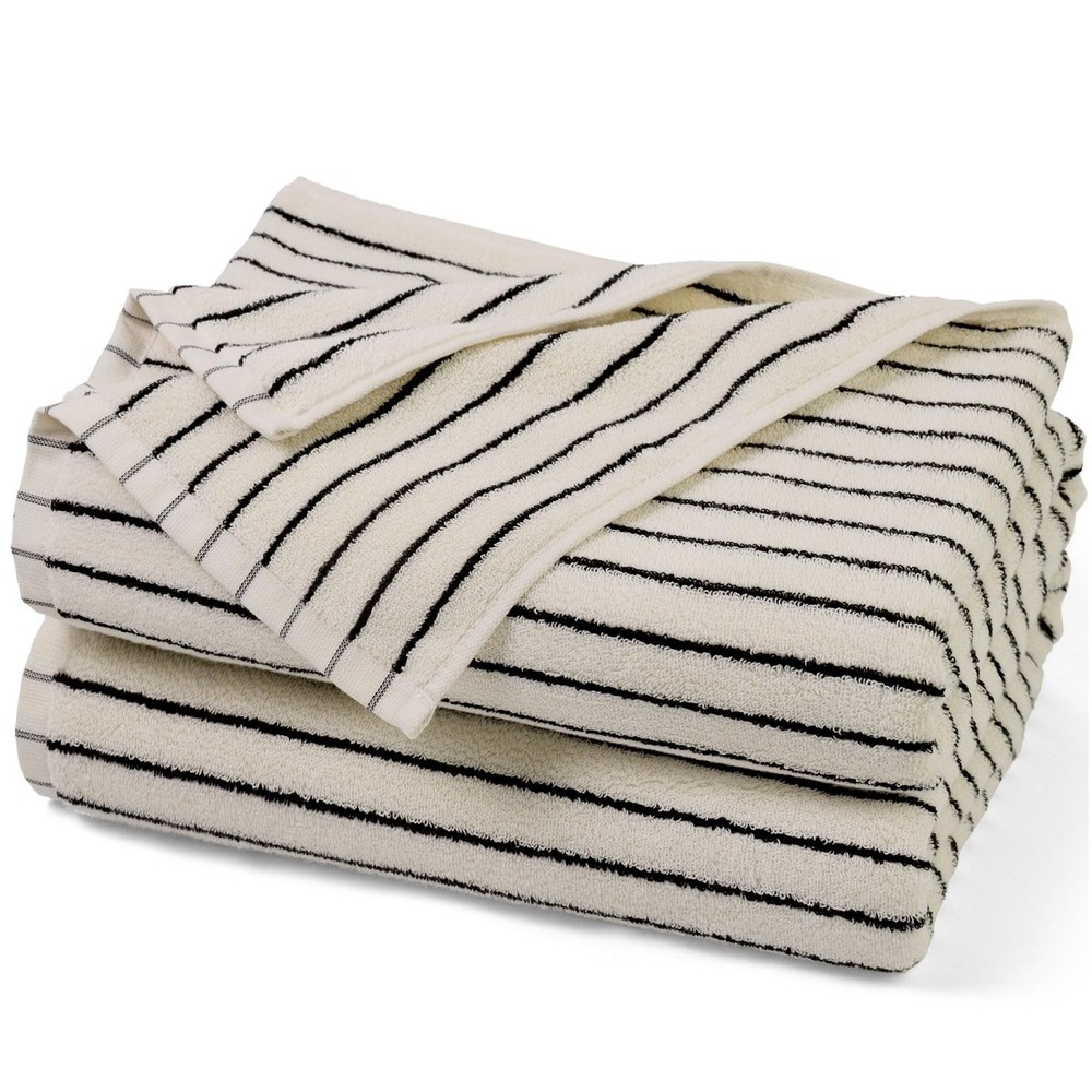 Black and White Striped Bath Towels Set of 2, Lighter & Quick Dry Towels Larg...