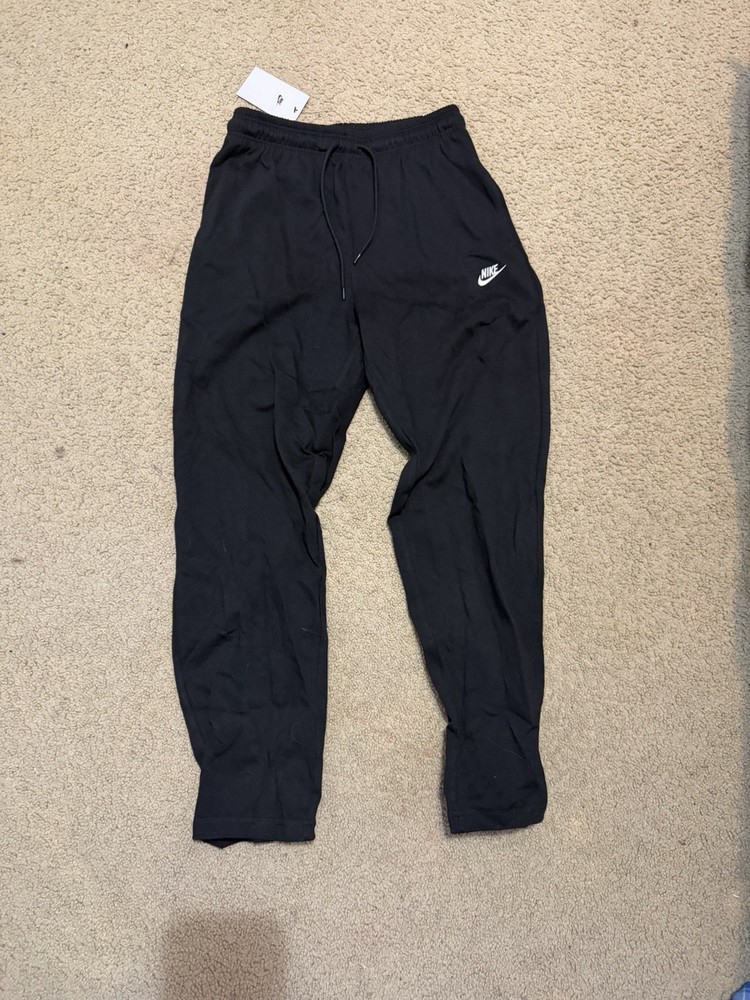 Men’s Nike Black Sportswear Club Knit Open-Hem Pants Size Small FQ4332-010