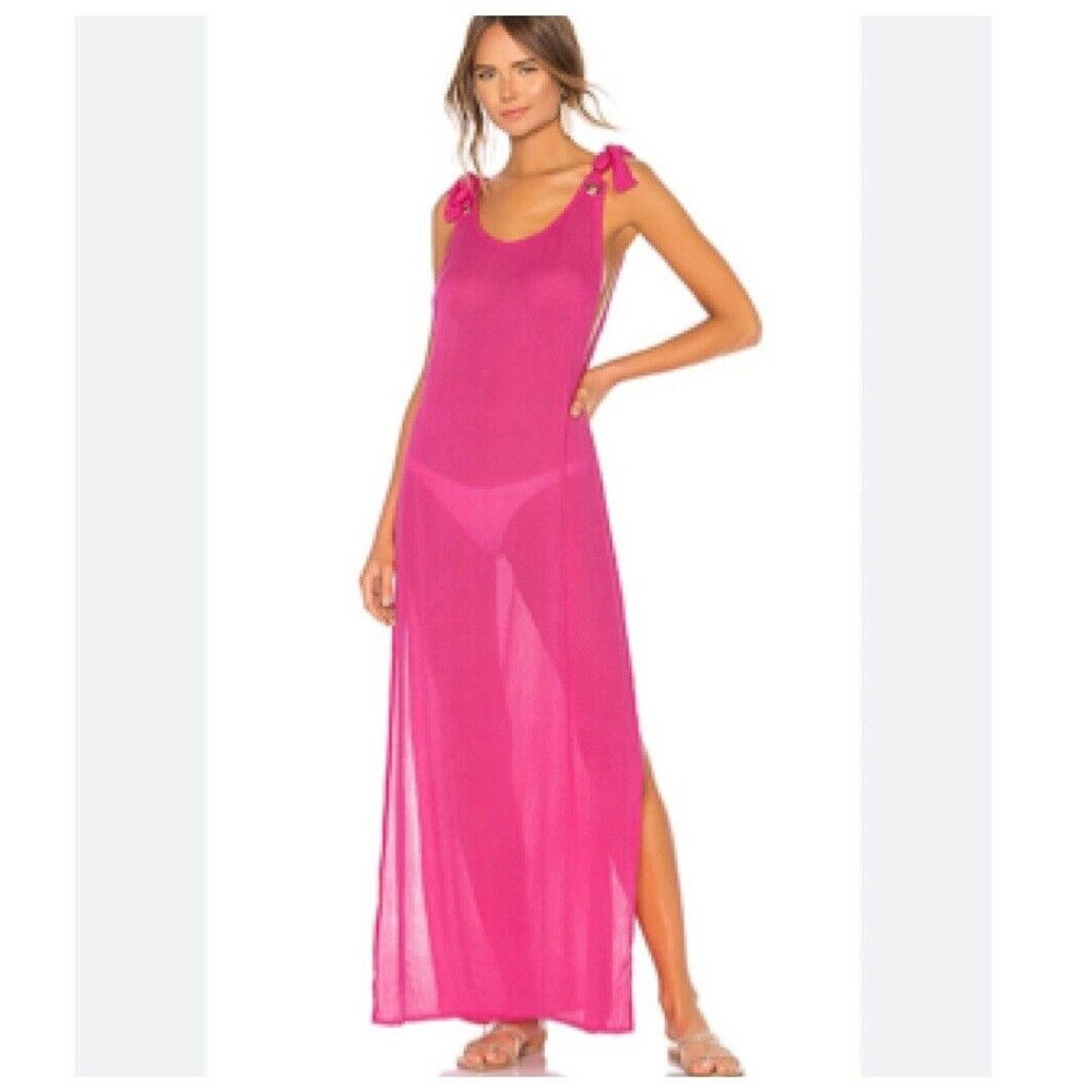 Lovers and Friends Bright Pink Barbie Grommie Maxi Dress Size S Revolve