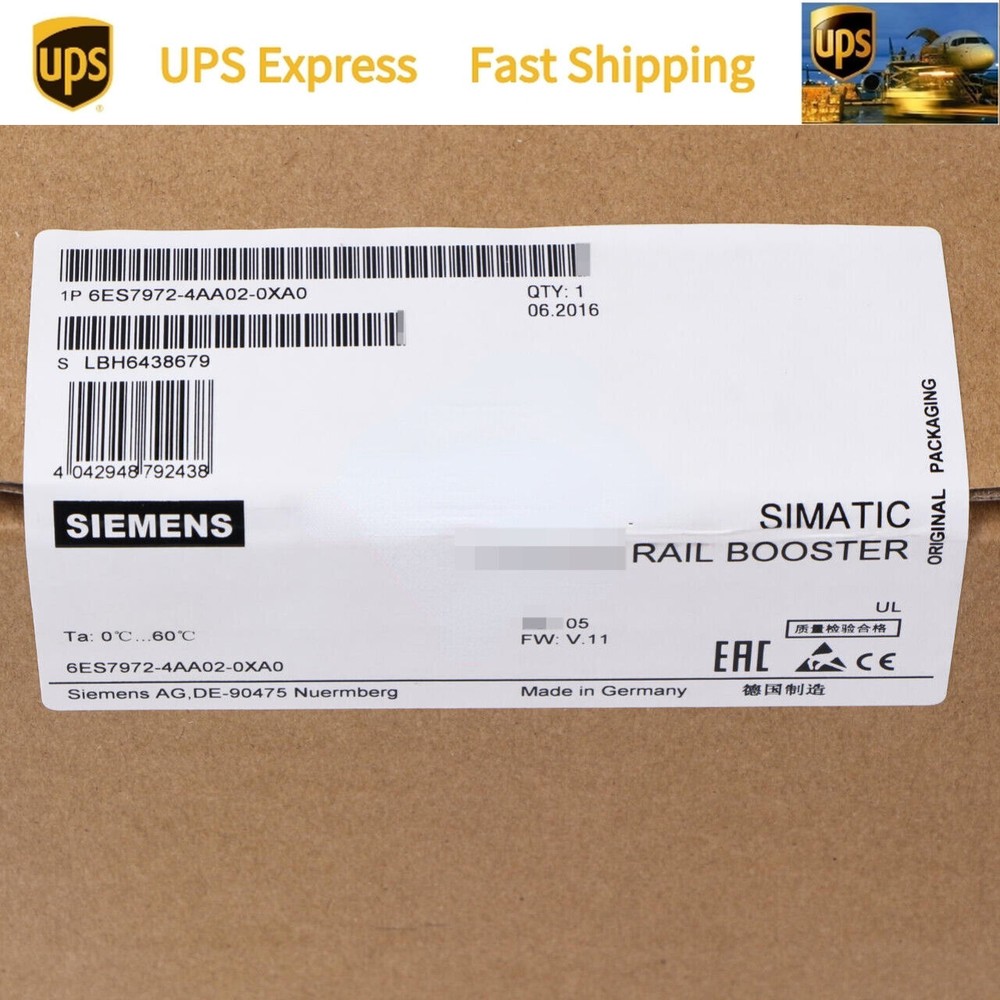 Free Tax 6ES7972-4AA02-0XA0 Siemens Power Rail Booster New in Box UPS Expedited