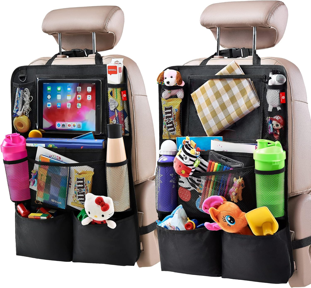 Backseat Car Organizer, Kick Mats Back Seat Protector with Touch Screen Tablet H