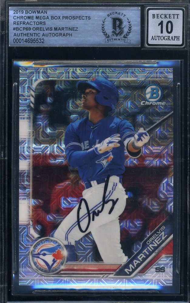 Orelvis Martinez Gem Mint 10 Beckett BAS Signed 2019 Bowman Chrome Rookie Refrac