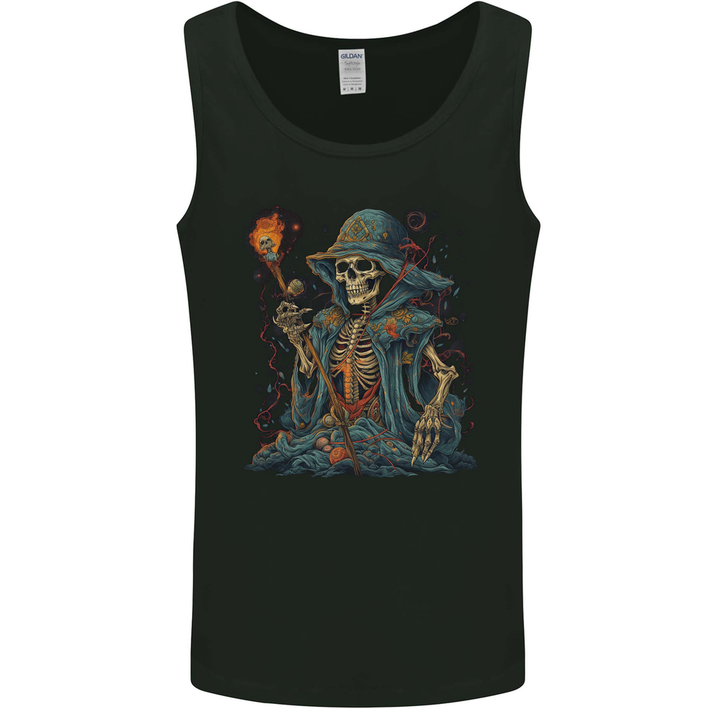 A Living Dead Wizard Skull Sorcerer Mens Vest Tank Top