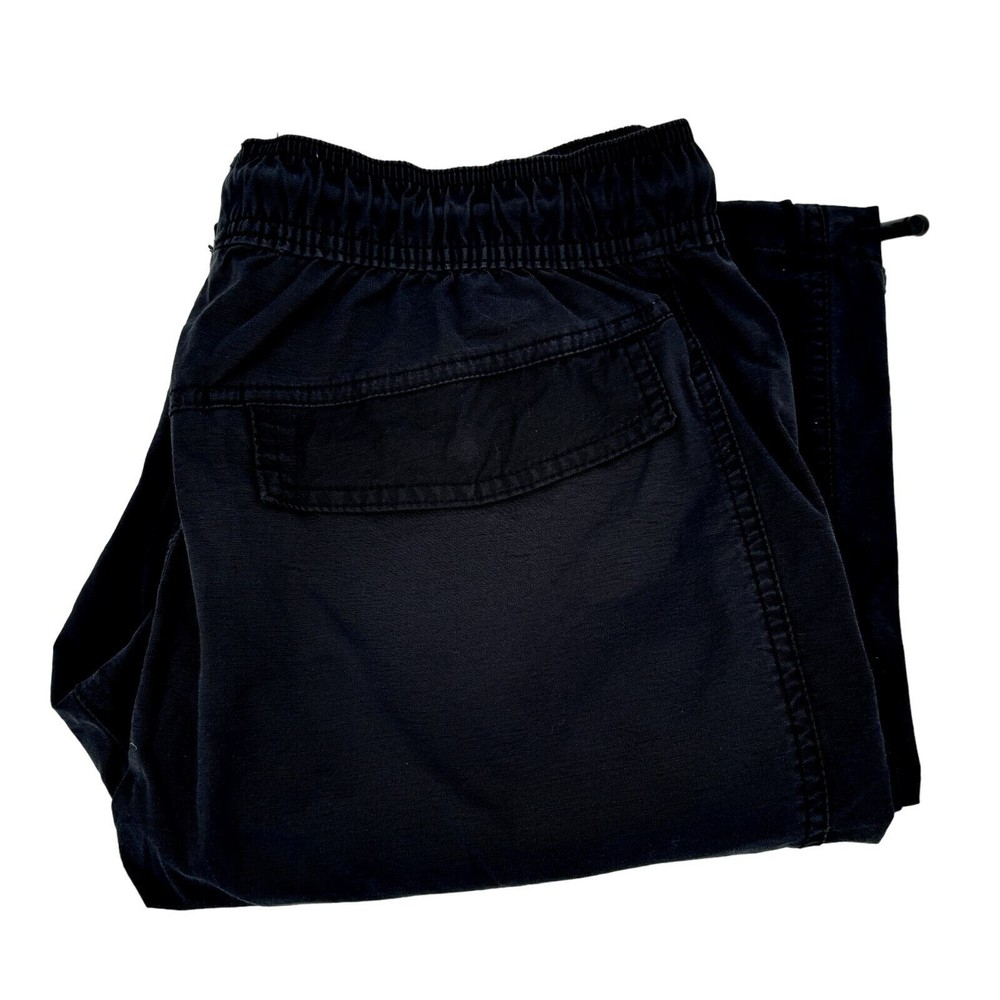 CSG Jogger Pants Mens Large Cargo Canvas Track Black Elastic Waist Cinch Ankle