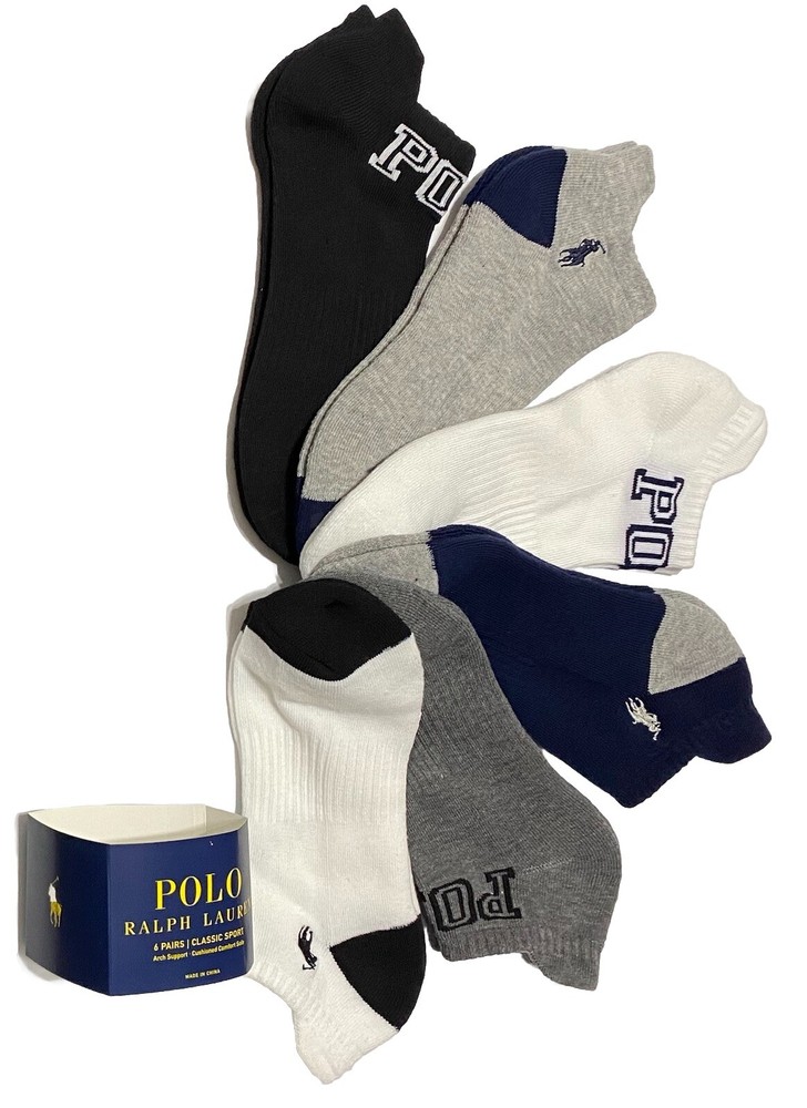 Ralph Lauren Classic Sport 6-Pair Low Cut Men Socks with Tabs
