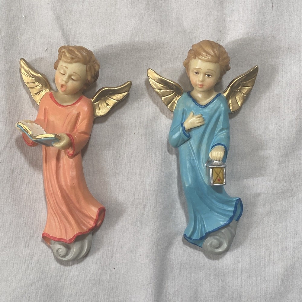 Pair VTG Etruria Angel Figurines Ornaments Made in Italy Statues 5.5” Lot Of 2