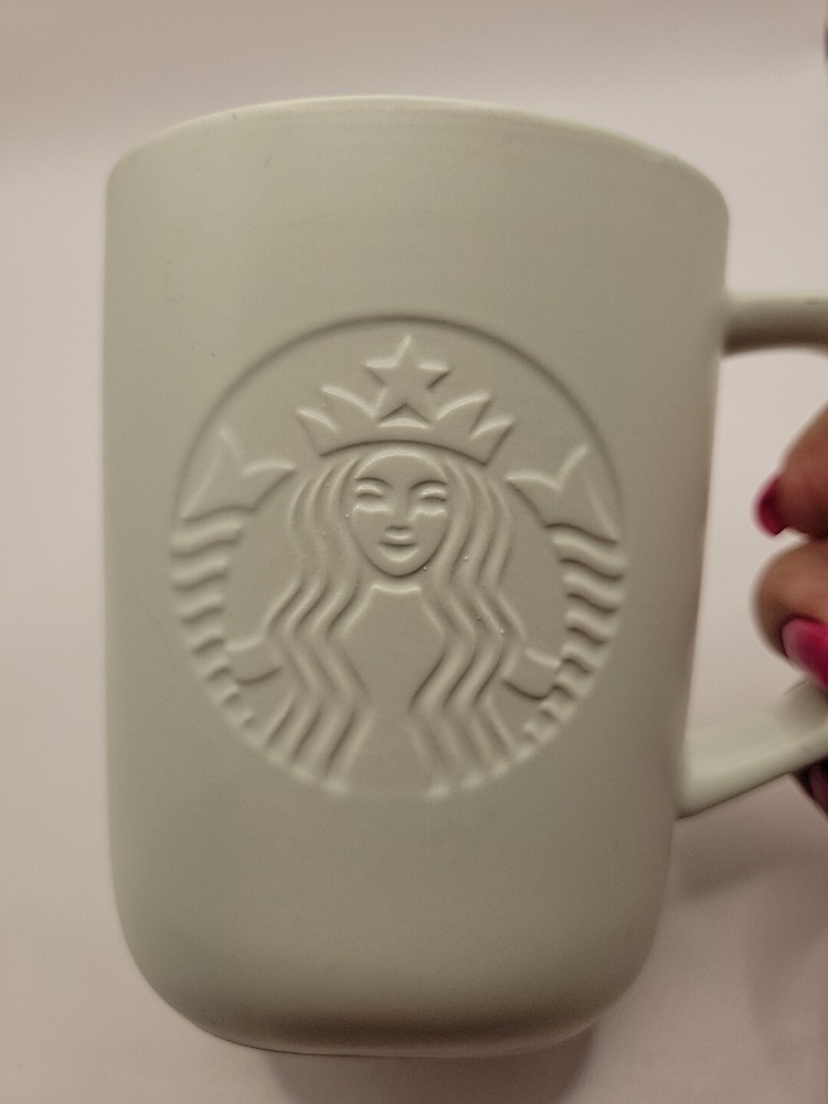 2023 Starbucks Light Mint Ceramic Siren Logo 16oz Embossed  Coffee Mug Cup