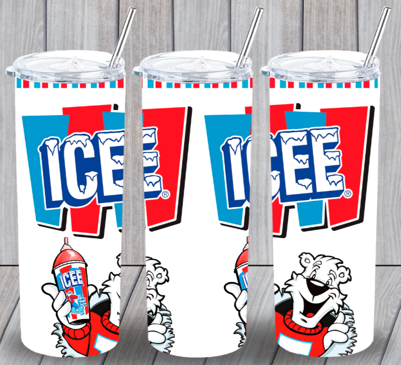 ICEE Frozen Drink Multicolor 20oz Insulated Tumbler Lid Plastic Straw New