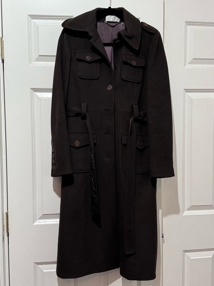 Badgley Mischka Black Wool Trench Coat small Women's