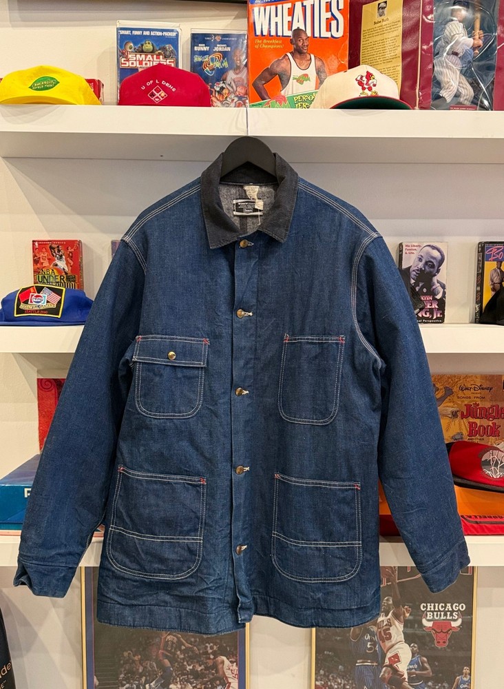 Vintage Sears Work’N Leisure Denim Chore Coat Jacket Blanket Lined Sz XL