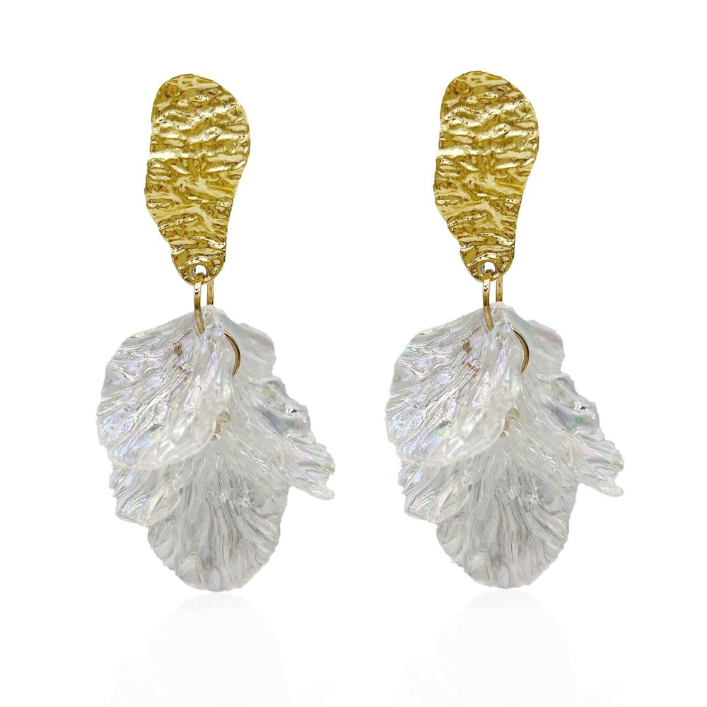 Boho Long Hanging Tassel Rose Flower Petal Earrings Resin Statement Hanging F...