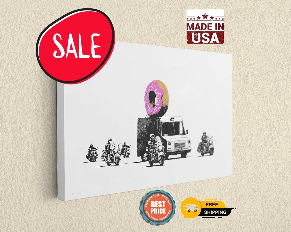 Banksy Strawberry Donuts Canvas Print Fine Art Photography, Canvas Wall Décor