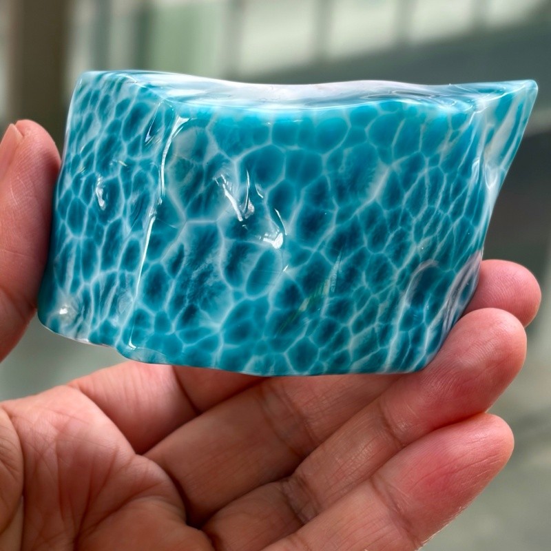 183.4g Top Natural Larimar Quartz Crystal Rough stone Polishing Healing Repair