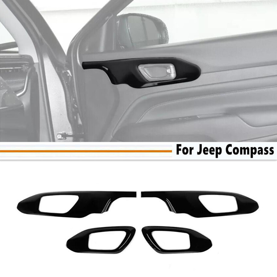 Gloss Black Interior Door Handle Bowl Cover Trim for 2022-2025 Jeep Compass