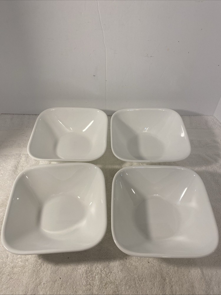 Corelle Vitrelle Pure White 6.5 Inch Square Cereal Bowls Set of 4