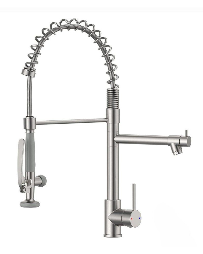 Fapully Commercial Pull Down Kitchen Faucet with Sprayer in Brushed Nickel
