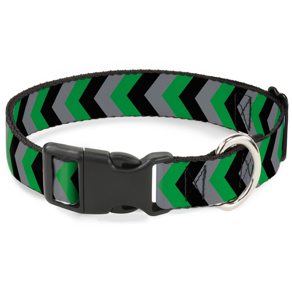 Plastic Clip Collar Chevron Green/Black/Gray Large 15-24