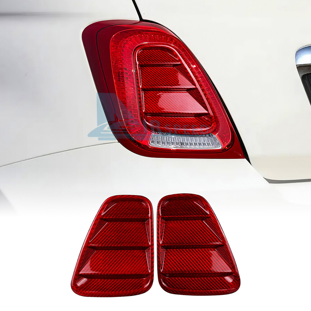 Red Real Hard Carbon Fiber Rear Tail Light Cover For Fiat 500 Abarth 595 2017-23