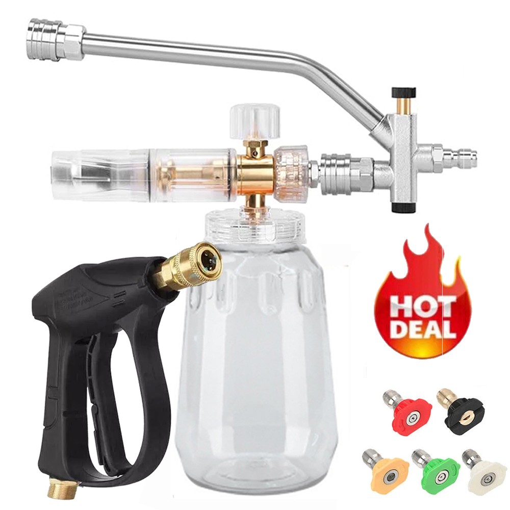 Pressure Washer Gun Car Wash Soap Lance Cannon Spray Jet Bottle Snow Foam Kit