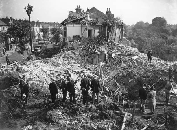 Damaged Buildings On The Outskirts Of London By Bombs 1940 Old Photo