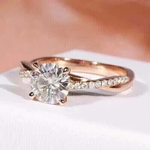 2Ct Lab Diamond Halo Engagement Ring in 14K Rose Gold