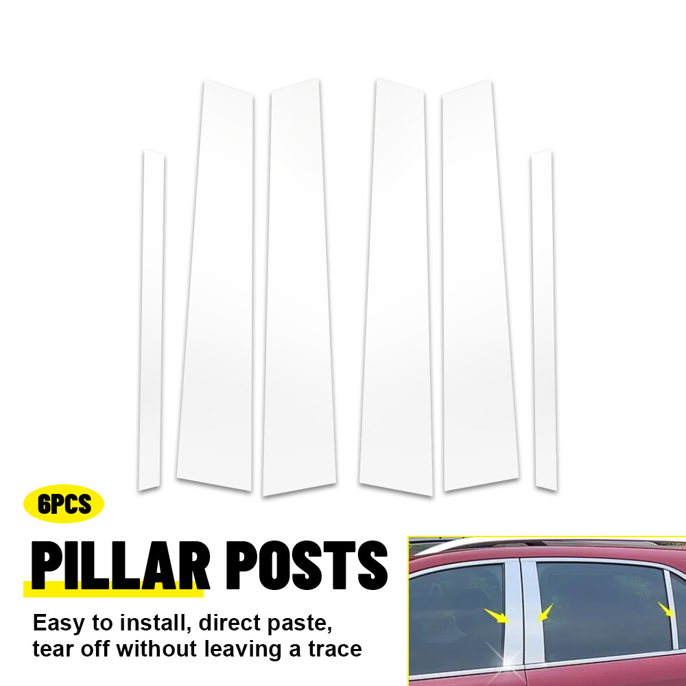 6pcs Chrome Pillar Post Decal for Lincoln Town Car 1998-11 Door Trim Cover Kit M