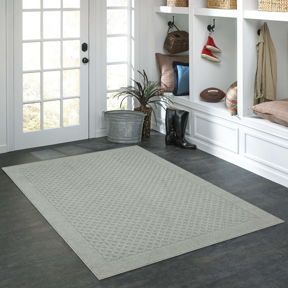 4x5.4ft Dylan Diamond Olefin Pewter Gray Indoor Area Rug by Mainstays