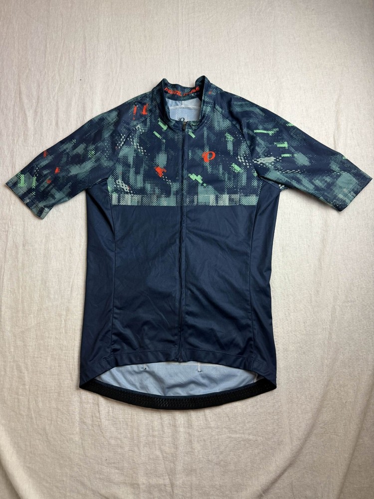 Pearl Izumi Quest Cycling Jersey Mens M Black Full Zip Gorpcore Geometric Sporty