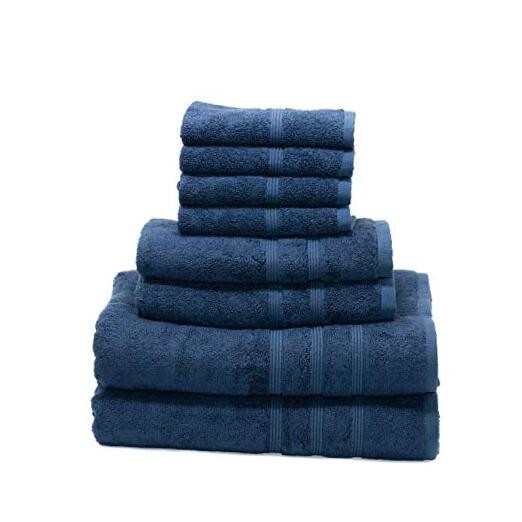 700 GSM Ultra-Plush Bamboo 8-Piece Oversized Bath Towel Set in Navy