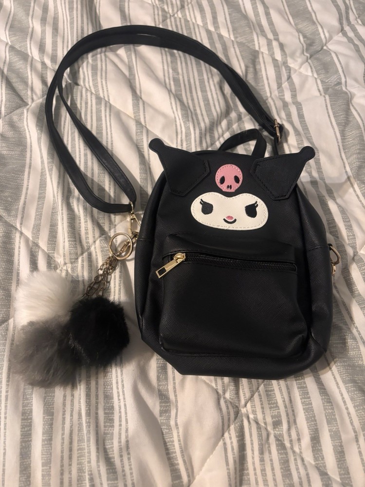 Black Kuromi Handbag Shoulder Bag With Detachable Straps