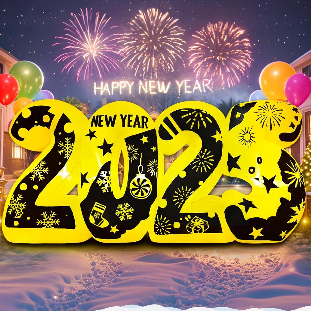 7FT New Years Eve Party Supplies 2025, Happy New Year 2025 Decorations Inflatabl-image