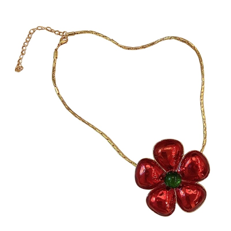 Sweet Red Flower Clavicle Choker Chain Valentine’s Day Jewelry Gift