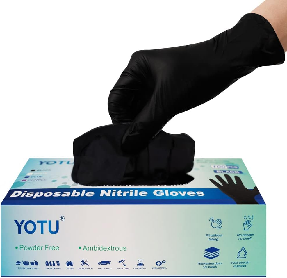 Black 6-Mil Nitrile Powder-Free Textured Gloves 100 Count M