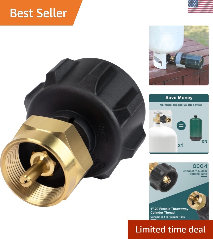 Easy-to-Use Propane Refill Adapter for 1lb Bottles from 20lb Tanks - Solid Brass