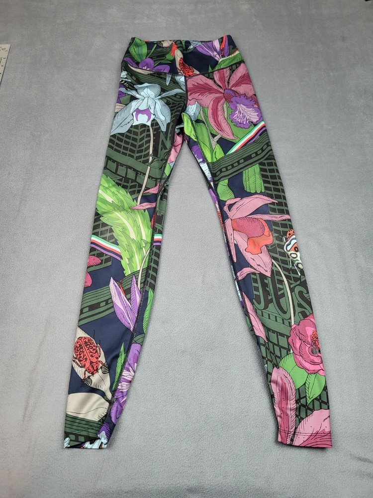 Nike One Icon Clash Womens XS Green Floral Lightweight Yoga Leggings