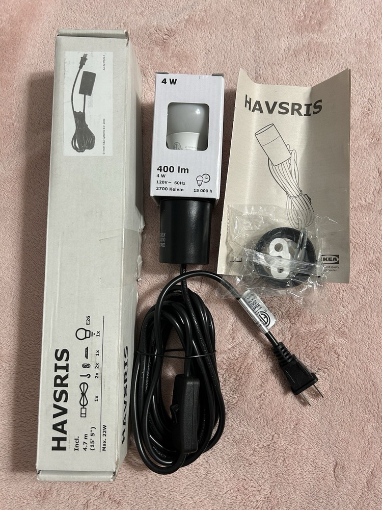 IKEA HAVSRIS Plug-in Cord Light set with switch  15' 5