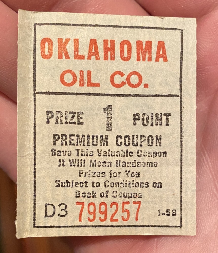 Oklahoma Gasoline Service Station Coupon - Esso Standard Oil Refinery Prize-image