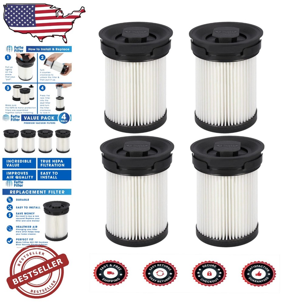 Compatible HEPA Filter Replacement - 4-Pack for Miele TriFlex HX1 Models