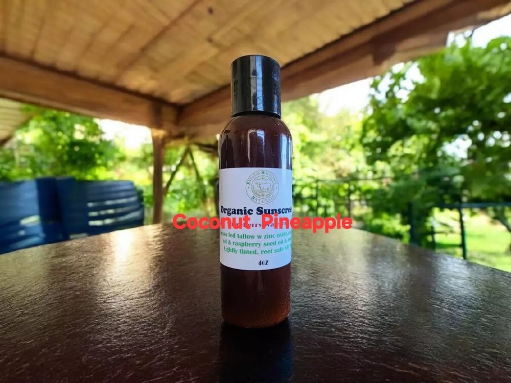 Beef Tallow Natural Sunscreen Reef Safe Zinc & SPF 30 Coconut Pineapple