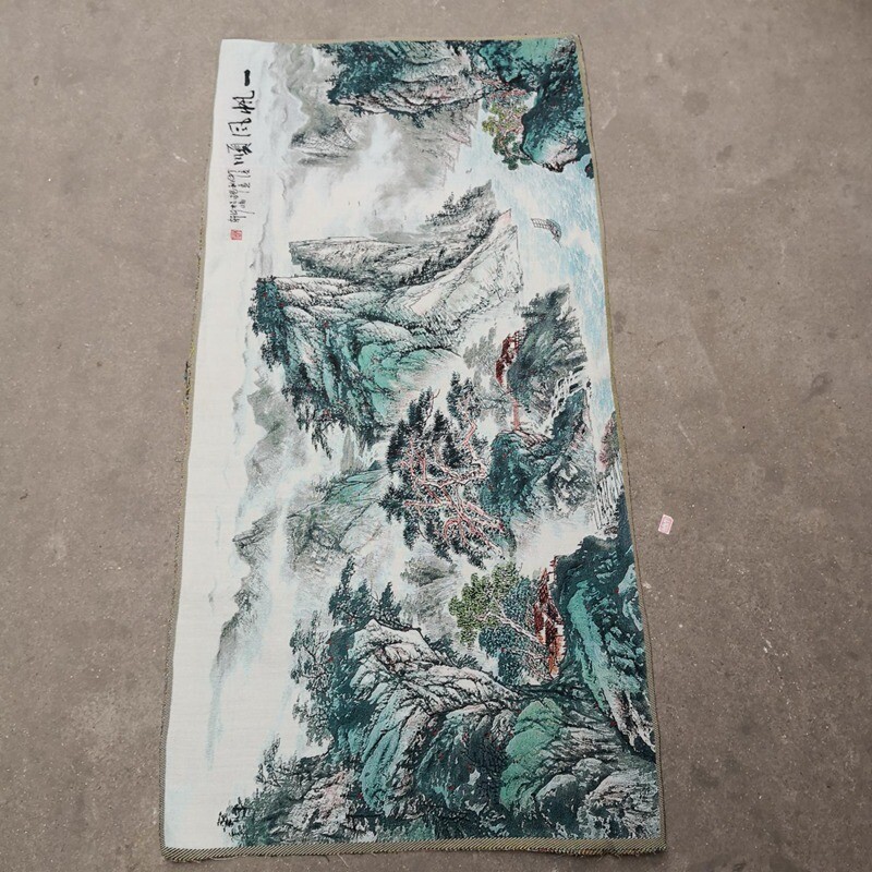 Antique Collection Brocade Embroidery Thangka Landscape Painting Decoration