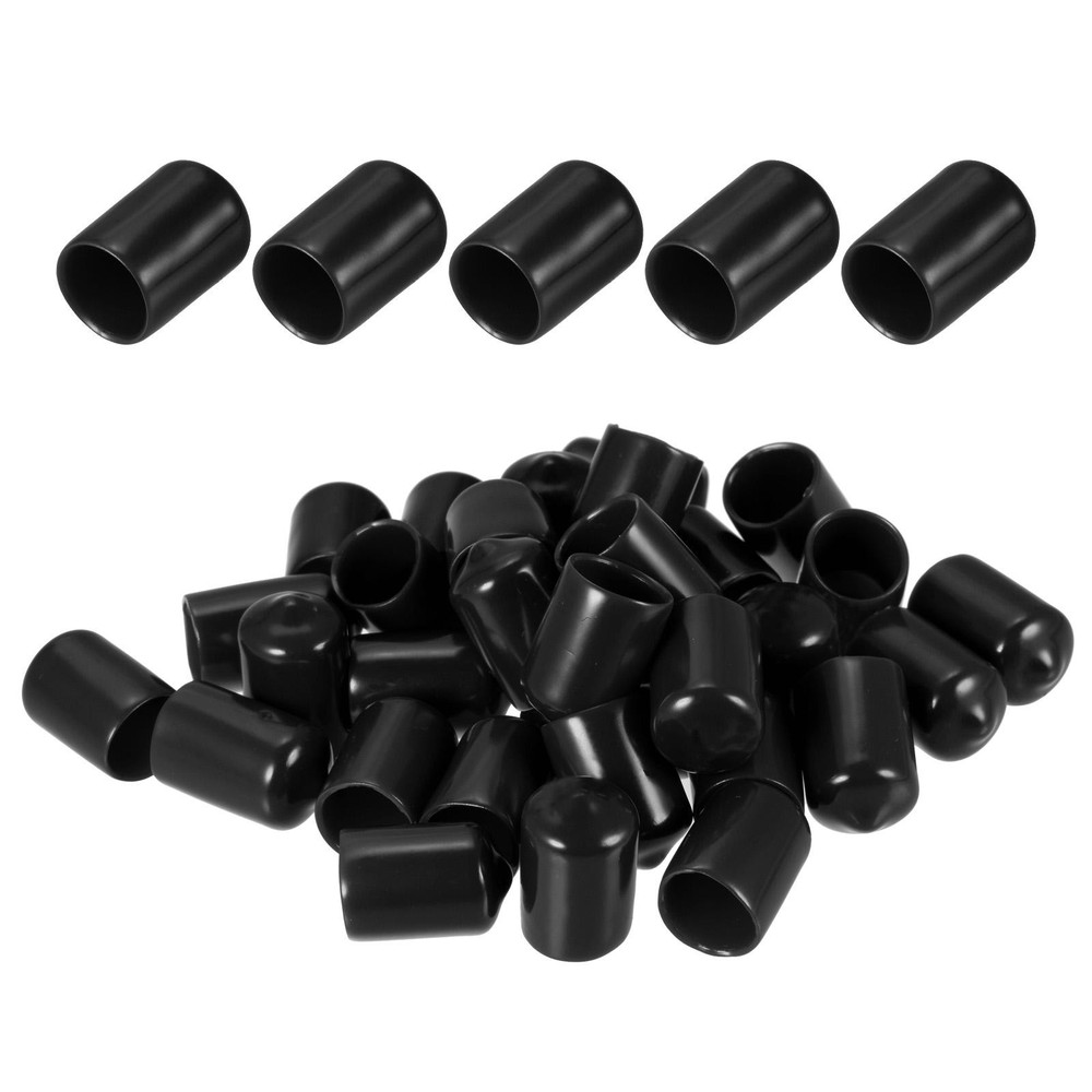 80-Pack 12mm Black Rubber Screw Thread End Caps for Bolts