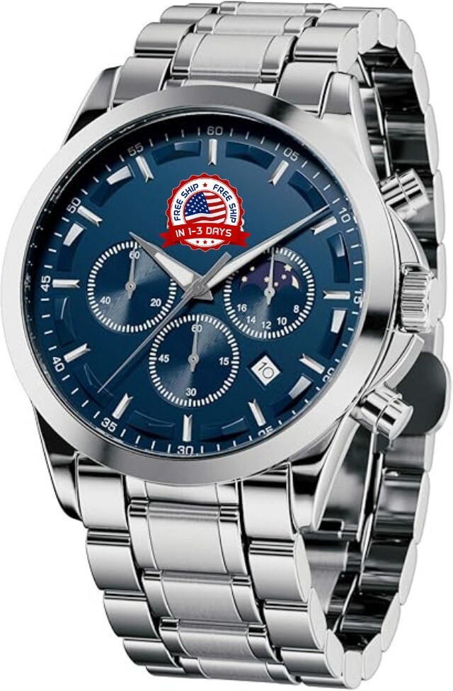 Reloj Cuarzo De Acero Inoxidable Pulsera Impermeable Cronógrafo Para Hombre
