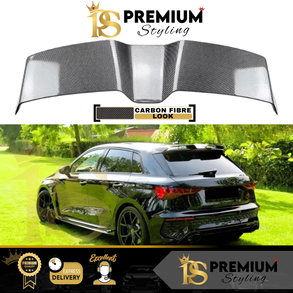 Audi A3 S3 RS3 8Y Sportback Carbon Fibre Rear Boot Roof Spoiler Lip Wing 2020+