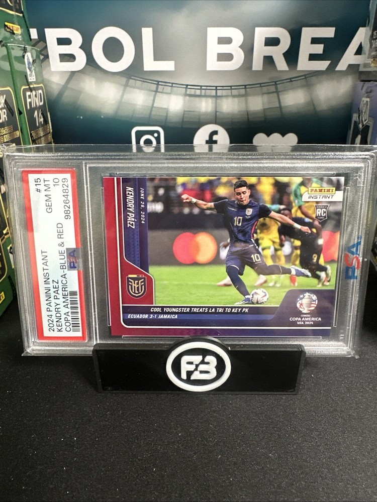 2024 PANINI INSTANT COPA AMERICA #15 KENDRY PAEZ RC ROOKIE RED & BLUE /5 PSA 10