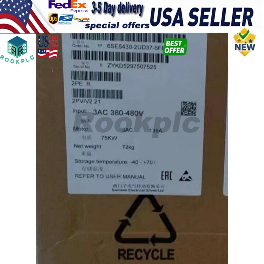 New Siemens 6SE6430-2UD37-5FB0 6SE6 430-2UD37-5FB0 MICROMASTER430 without filter