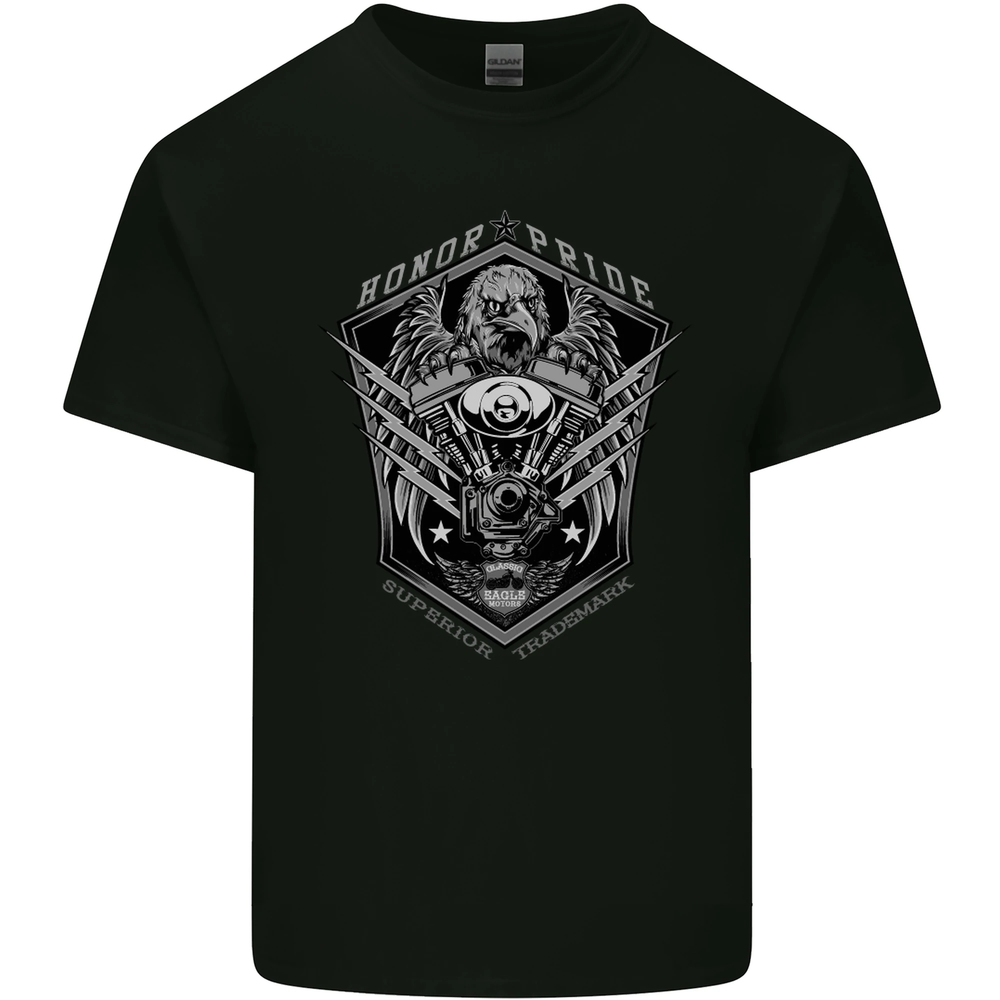 Honour & Pride Eagle Motorbike Motorcycle Mens Cotton T-Shirt Tee Top