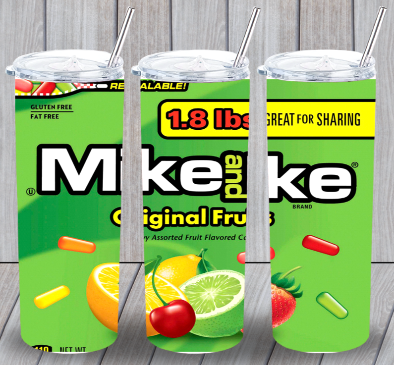 Mike And Ike Chewy Candy Multicolor 20oz Insulated Tumbler Lid Straw New