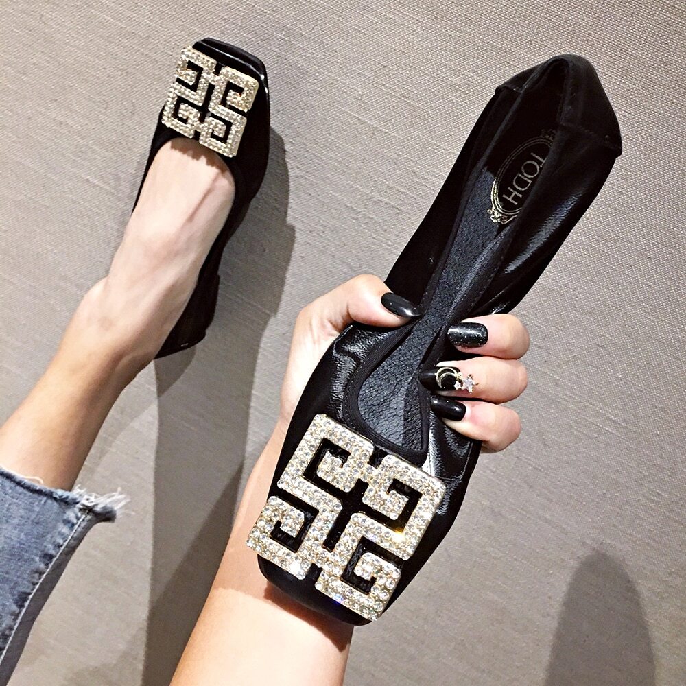 Leather Slip on Shoes for Women Ballet Flats Shallow Flat Shoe Spring Summer