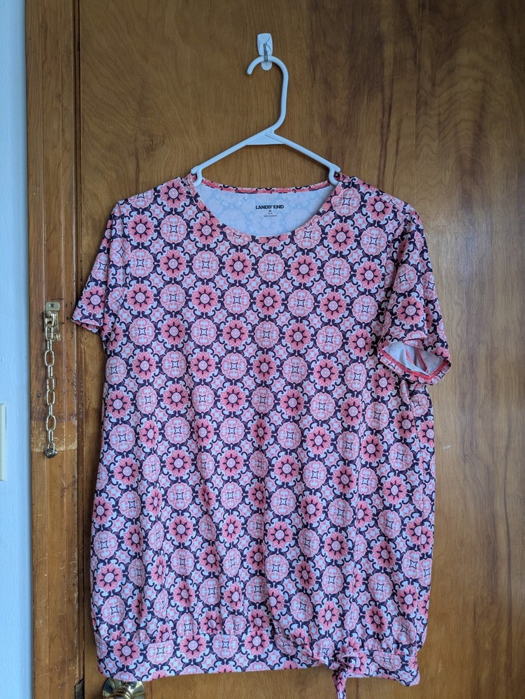 Lands End Women's Swim Shirt, Size M - Pink Medallion